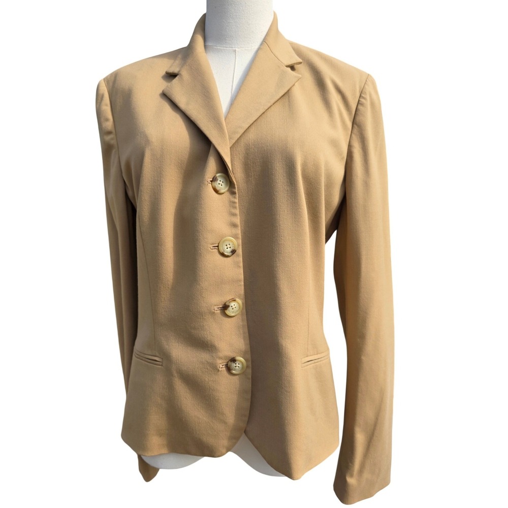 Lauren Ralph Lauren Blazer Womens 12 Camel Tan Wool Blend 4-Button